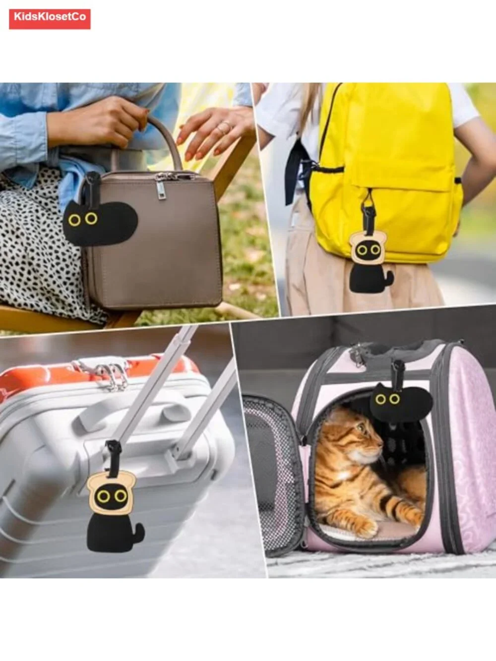 Black Cat Silicone Luggage Tags Set of 2 with ID Card Slot Travel Accessory